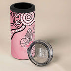 Pink Aboriginal Butterfly Ribbon Cancer 4 in 1 Can Cooler Tumbler