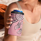 Pink Aboriginal Butterfly Ribbon Cancer 4 in 1 Can Cooler Tumbler
