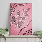 Pink Aboriginal Butterfly Ribbon Cancer Canvas Wall Art