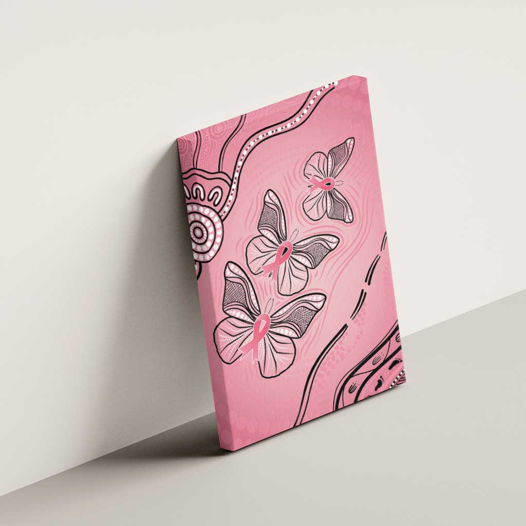 Pink Aboriginal Butterfly Ribbon Cancer Canvas Wall Art