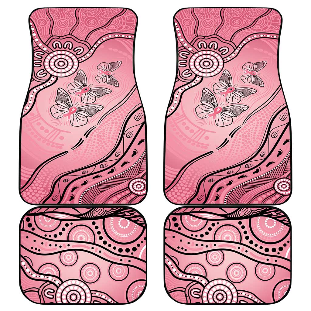 Pink Aboriginal Butterfly Ribbon Cancer Car Mats