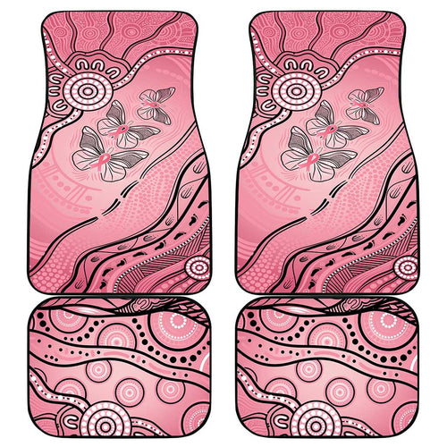 Pink Aboriginal Butterfly Ribbon Cancer Car Mats