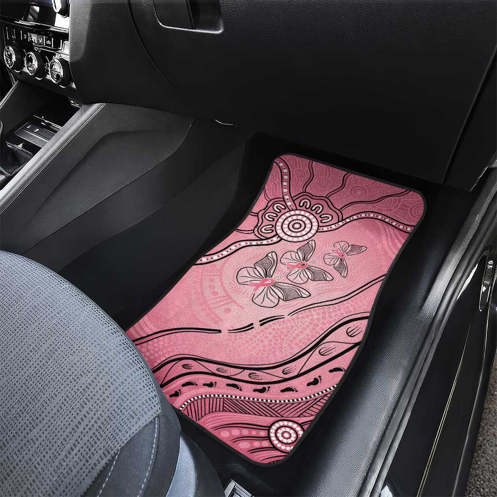 Pink Aboriginal Butterfly Ribbon Cancer Car Mats
