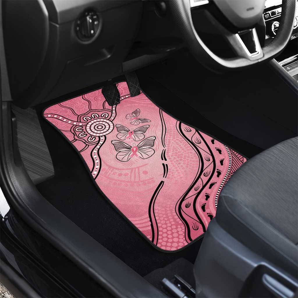 Pink Aboriginal Butterfly Ribbon Cancer Car Mats