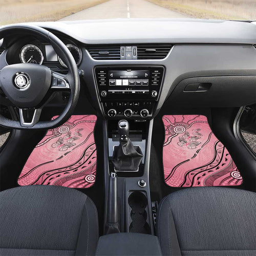 Pink Aboriginal Butterfly Ribbon Cancer Car Mats