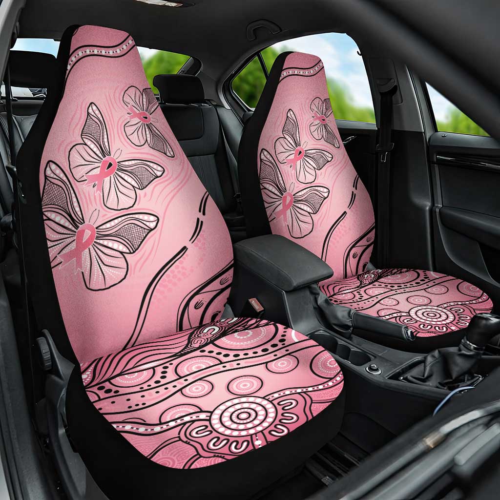 Pink Aboriginal Butterfly Ribbon Cancer Car Seat Cover