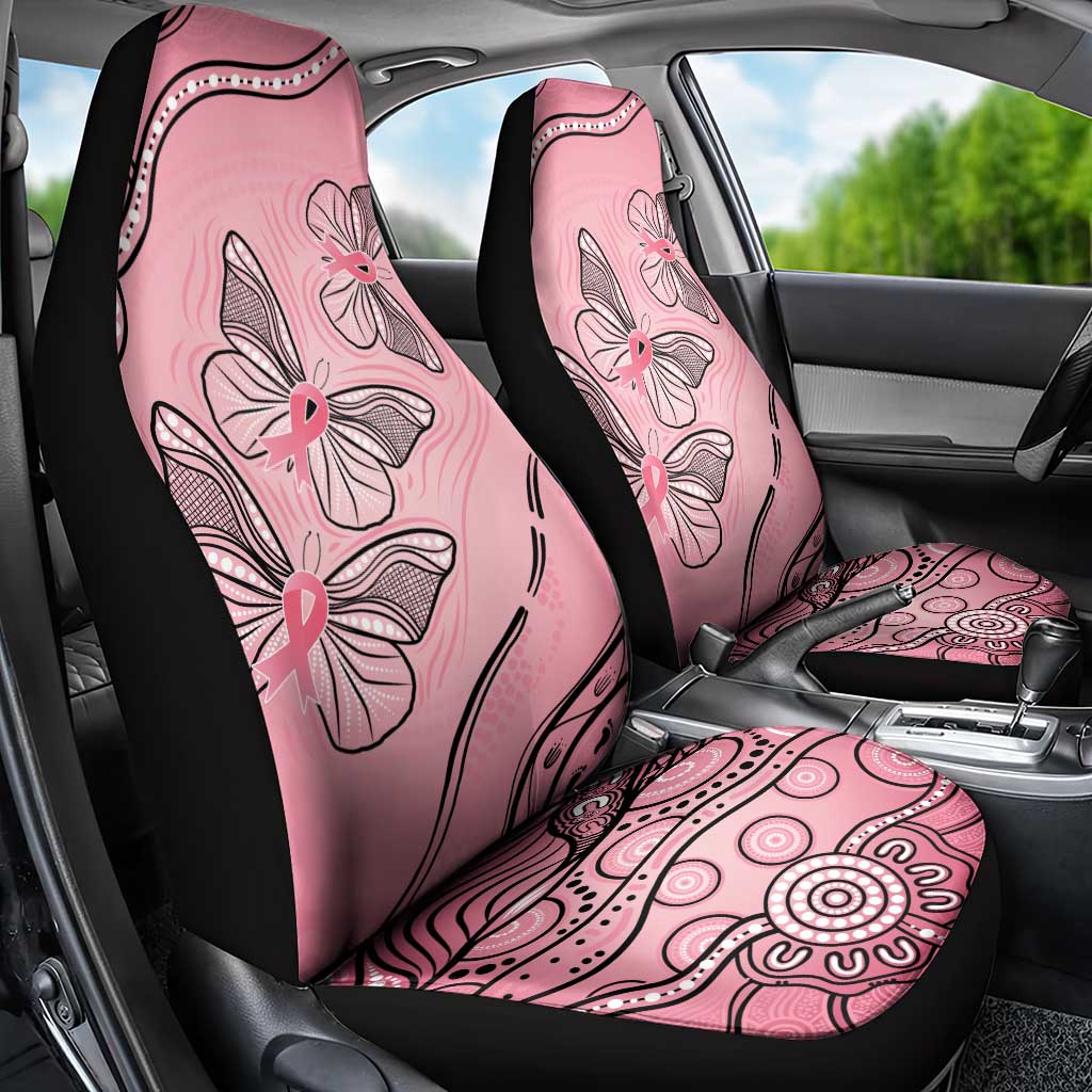Pink Aboriginal Butterfly Ribbon Cancer Car Seat Cover