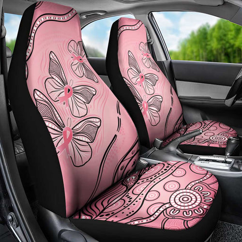 Pink Aboriginal Butterfly Ribbon Cancer Car Seat Cover