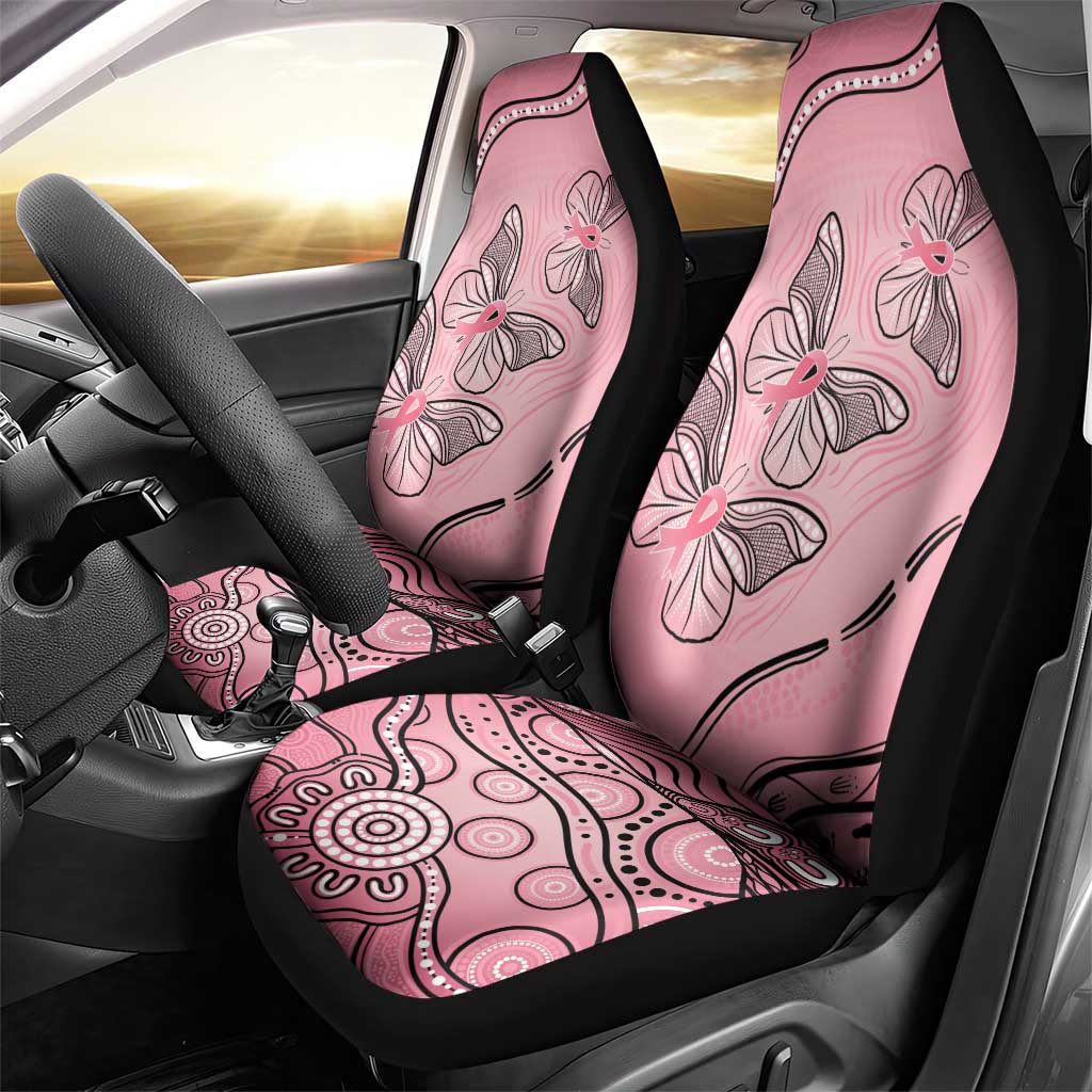 Pink Aboriginal Butterfly Ribbon Cancer Car Seat Cover