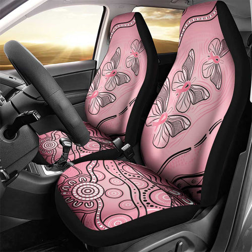 Pink Aboriginal Butterfly Ribbon Cancer Car Seat Cover