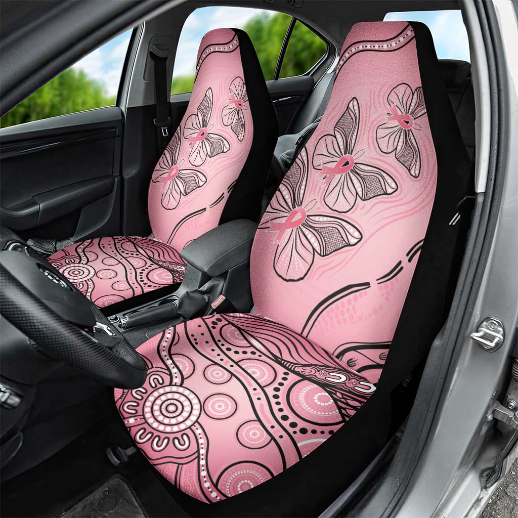 Pink Aboriginal Butterfly Ribbon Cancer Car Seat Cover