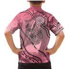 Pink Aboriginal Butterfly Ribbon Cancer Family Matching Mermaid Dress and Hawaiian Shirt