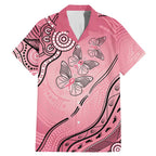 Pink Aboriginal Butterfly Ribbon Cancer Family Matching Mermaid Dress and Hawaiian Shirt