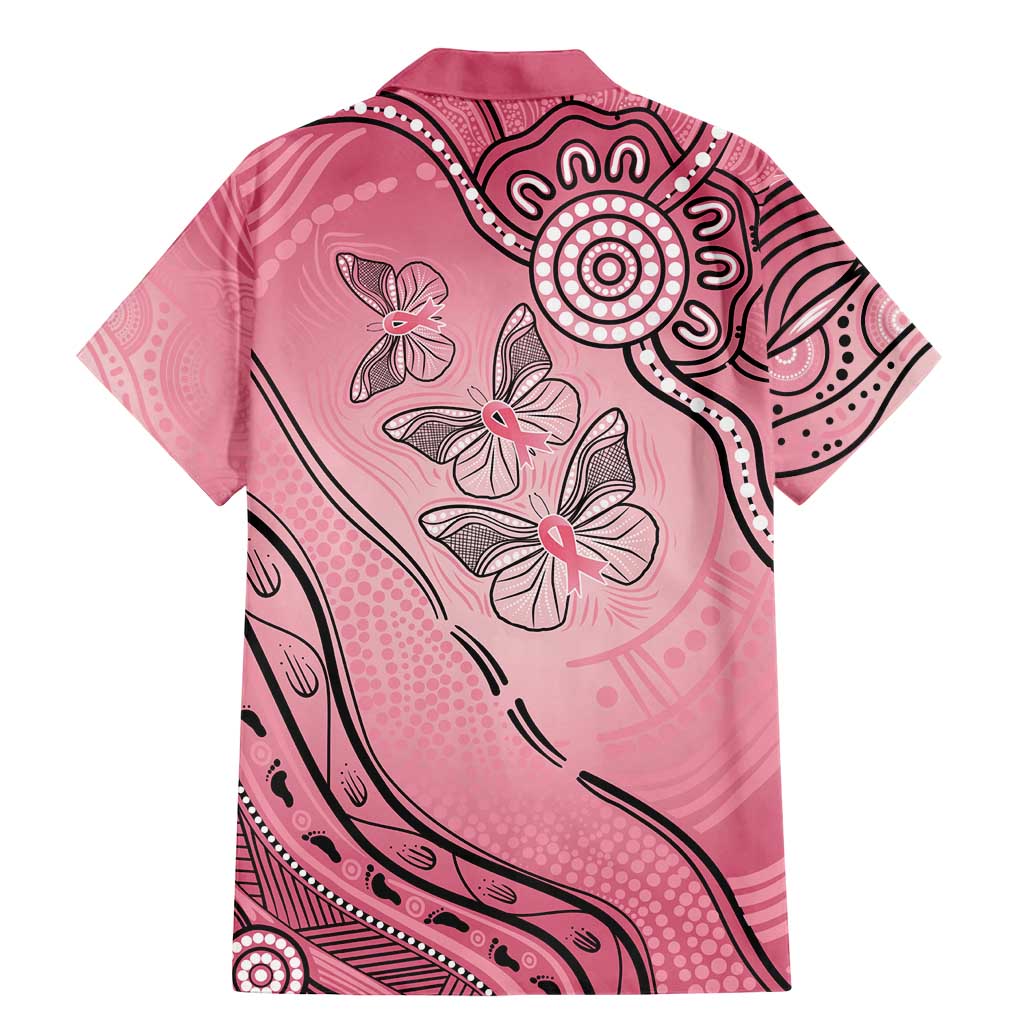 Pink Aboriginal Butterfly Ribbon Cancer Family Matching Mermaid Dress and Hawaiian Shirt