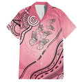 Pink Aboriginal Butterfly Ribbon Cancer Family Matching Summer Maxi Dress and Hawaiian Shirt