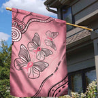 Pink Aboriginal Butterfly Ribbon Cancer Garden Flag