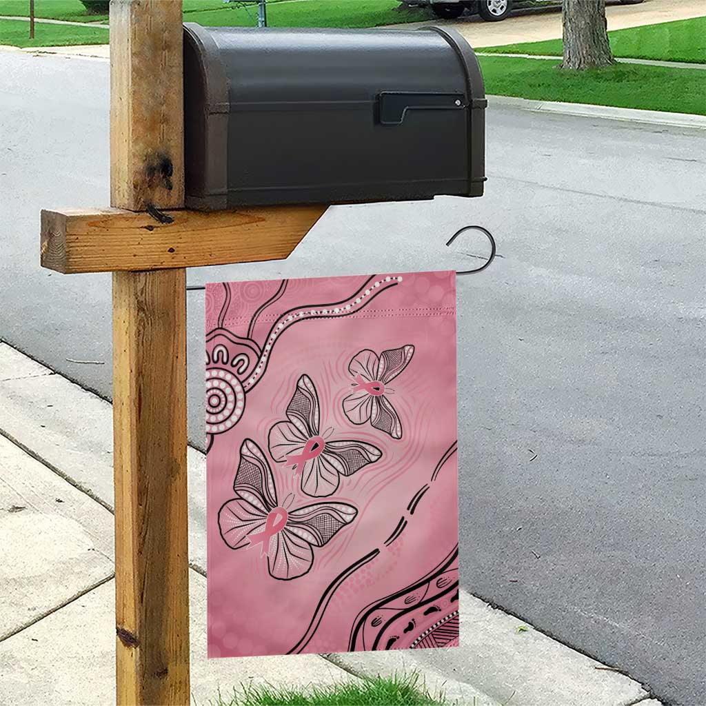 Pink Aboriginal Butterfly Ribbon Cancer Garden Flag