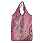 Pink Aboriginal Butterfly Ribbon Cancer Grocery Bag