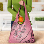 Pink Aboriginal Butterfly Ribbon Cancer Grocery Bag