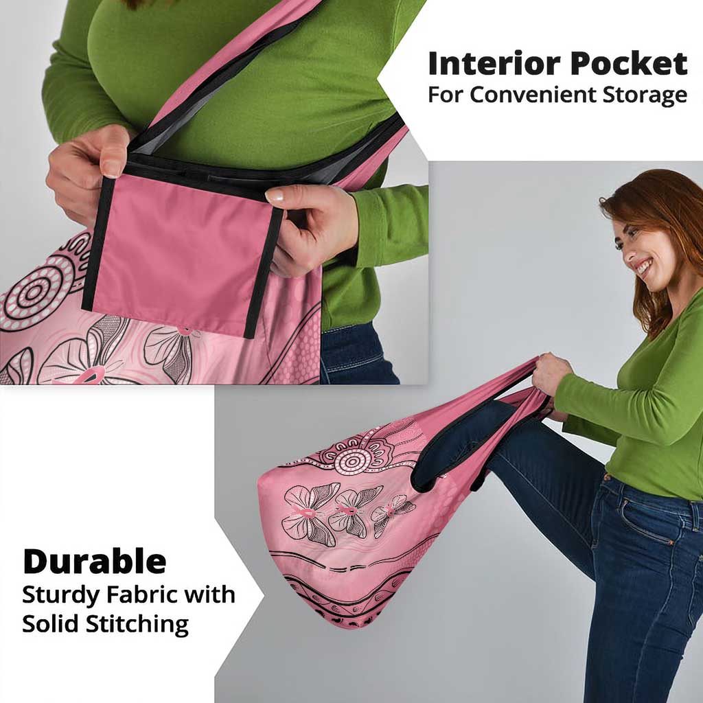 Pink Aboriginal Butterfly Ribbon Cancer Grocery Bag