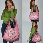 Pink Aboriginal Butterfly Ribbon Cancer Grocery Bag