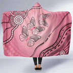 Pink Aboriginal Butterfly Ribbon Cancer Hooded Blanket