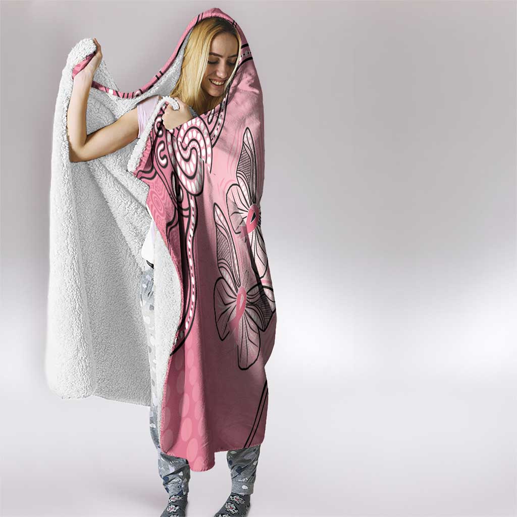 Pink Aboriginal Butterfly Ribbon Cancer Hooded Blanket