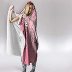 Pink Aboriginal Butterfly Ribbon Cancer Hooded Blanket