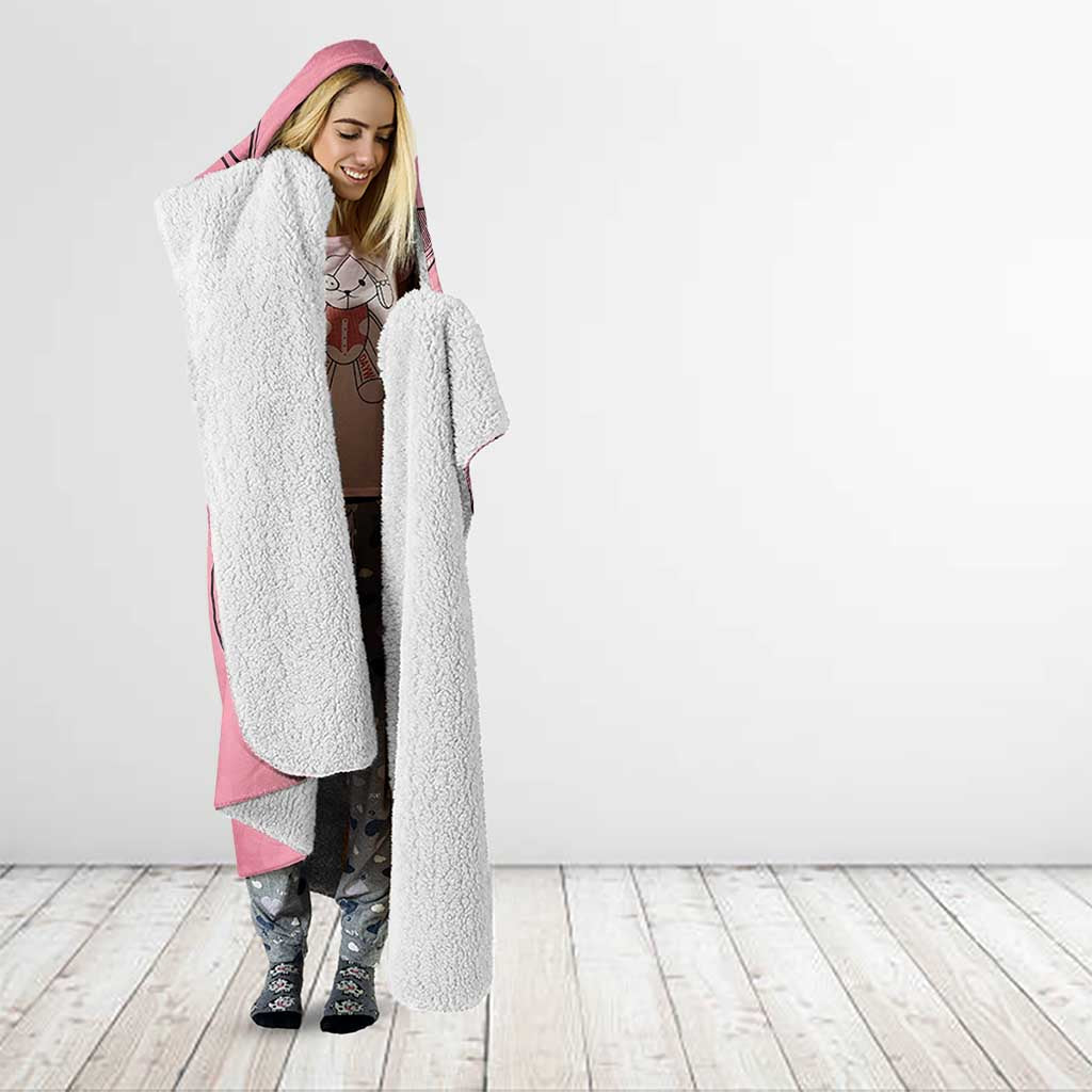 Pink Aboriginal Butterfly Ribbon Cancer Hooded Blanket
