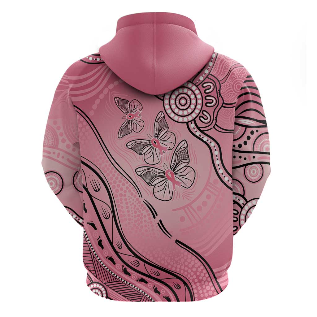 Pink Aboriginal Butterfly Ribbon Cancer Hoodie