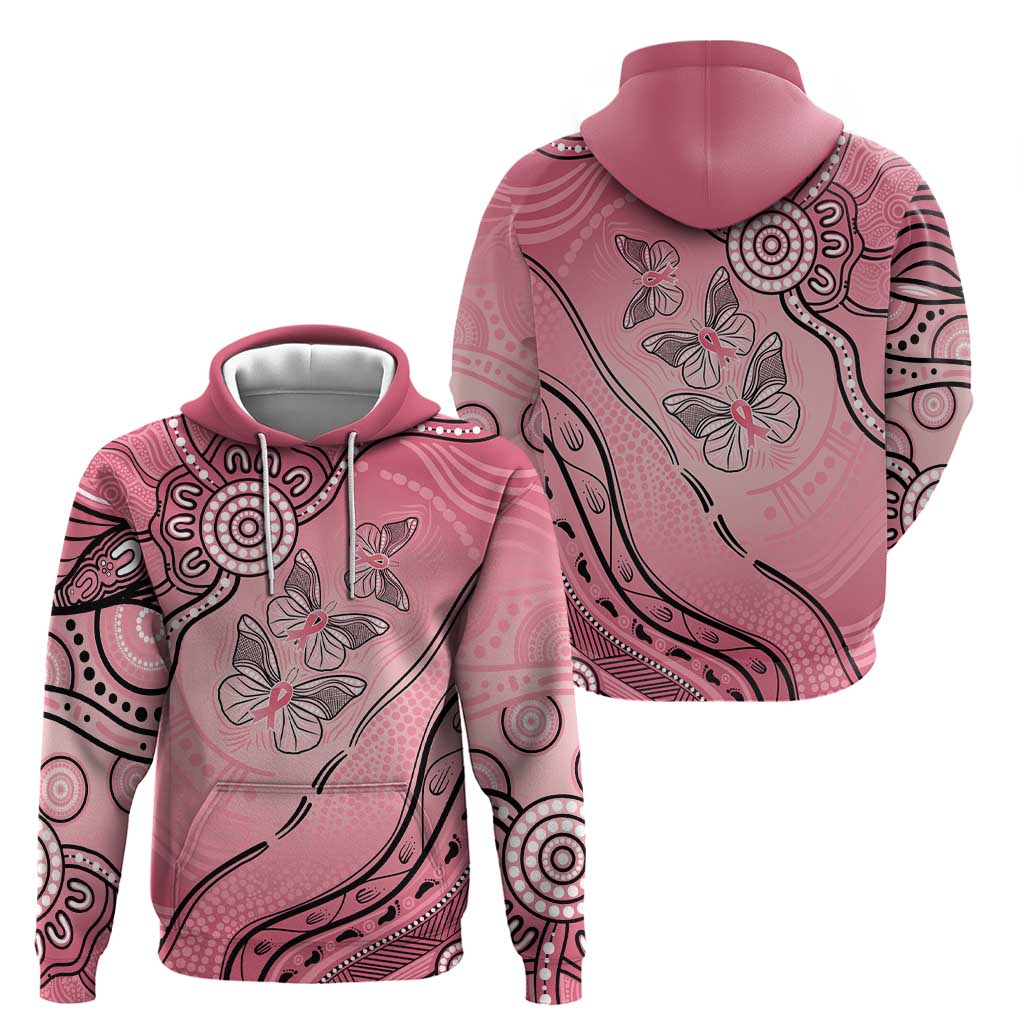 Pink Aboriginal Butterfly Ribbon Cancer Hoodie