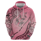 Pink Aboriginal Butterfly Ribbon Cancer Hoodie