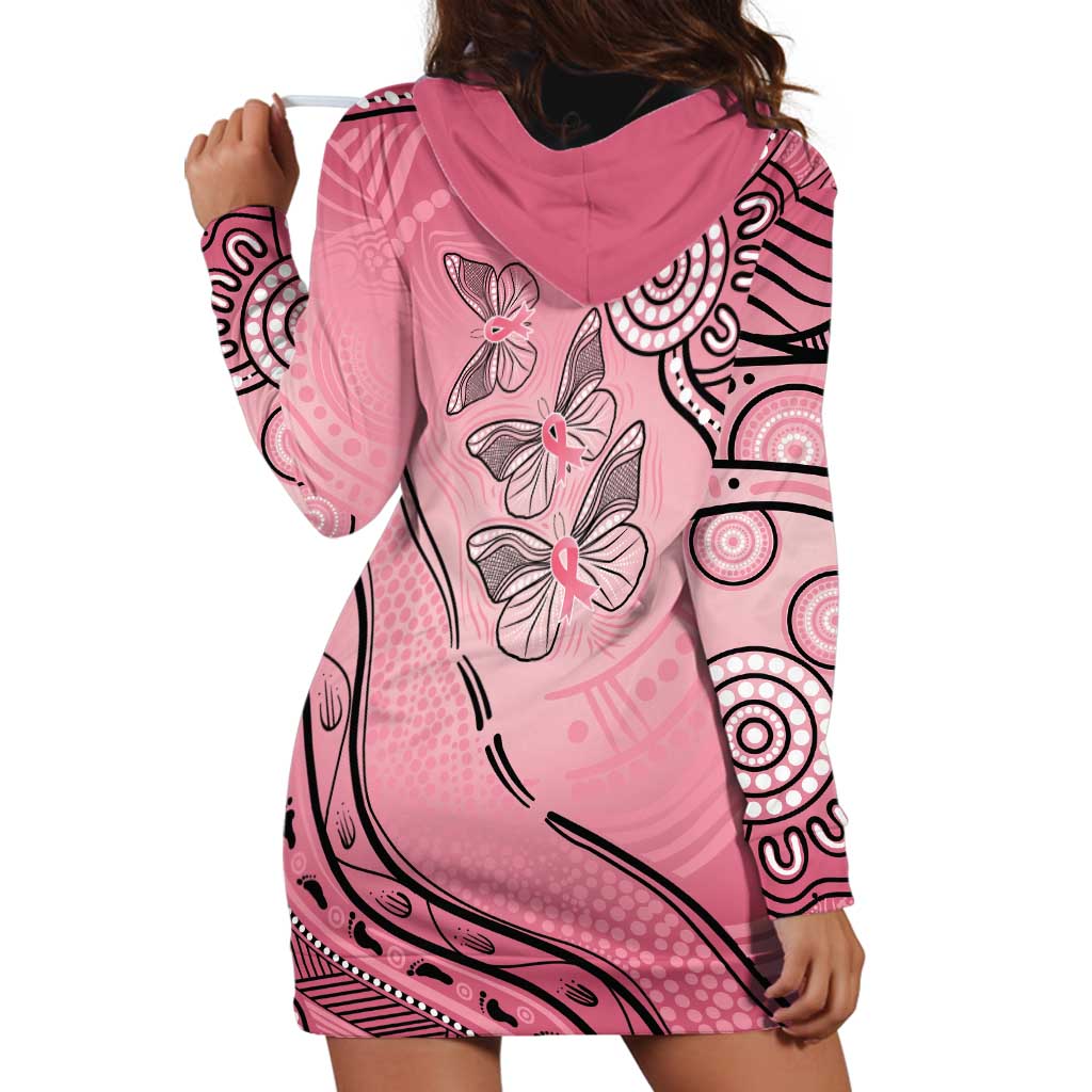 Pink Aboriginal Butterfly Ribbon Cancer Hoodie Dress