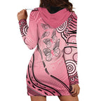 Pink Aboriginal Butterfly Ribbon Cancer Hoodie Dress