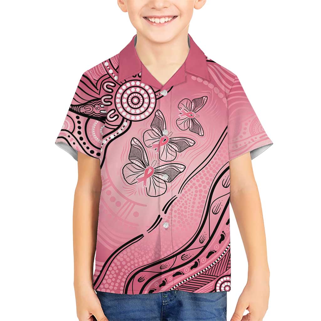 Pink Aboriginal Butterfly Ribbon Cancer Kid Hawaiian Shirt