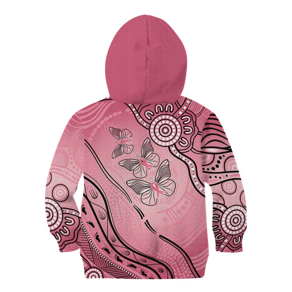 Pink Aboriginal Butterfly Ribbon Cancer Kid Hoodie