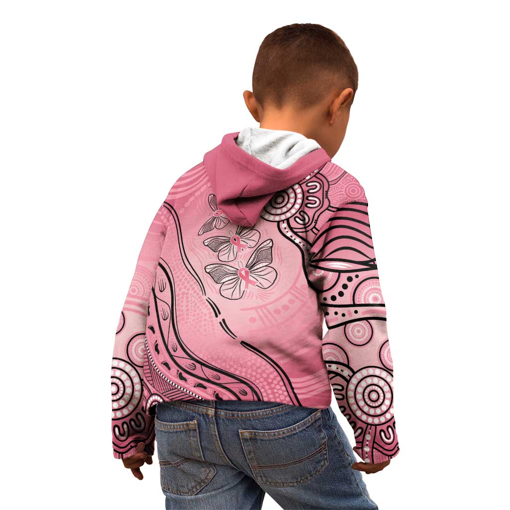 Pink Aboriginal Butterfly Ribbon Cancer Kid Hoodie