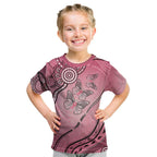Pink Aboriginal Butterfly Ribbon Cancer Kid T Shirt