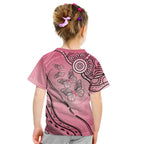 Pink Aboriginal Butterfly Ribbon Cancer Kid T Shirt