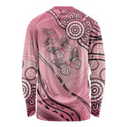 Pink Aboriginal Butterfly Ribbon Cancer Long Sleeve Shirt