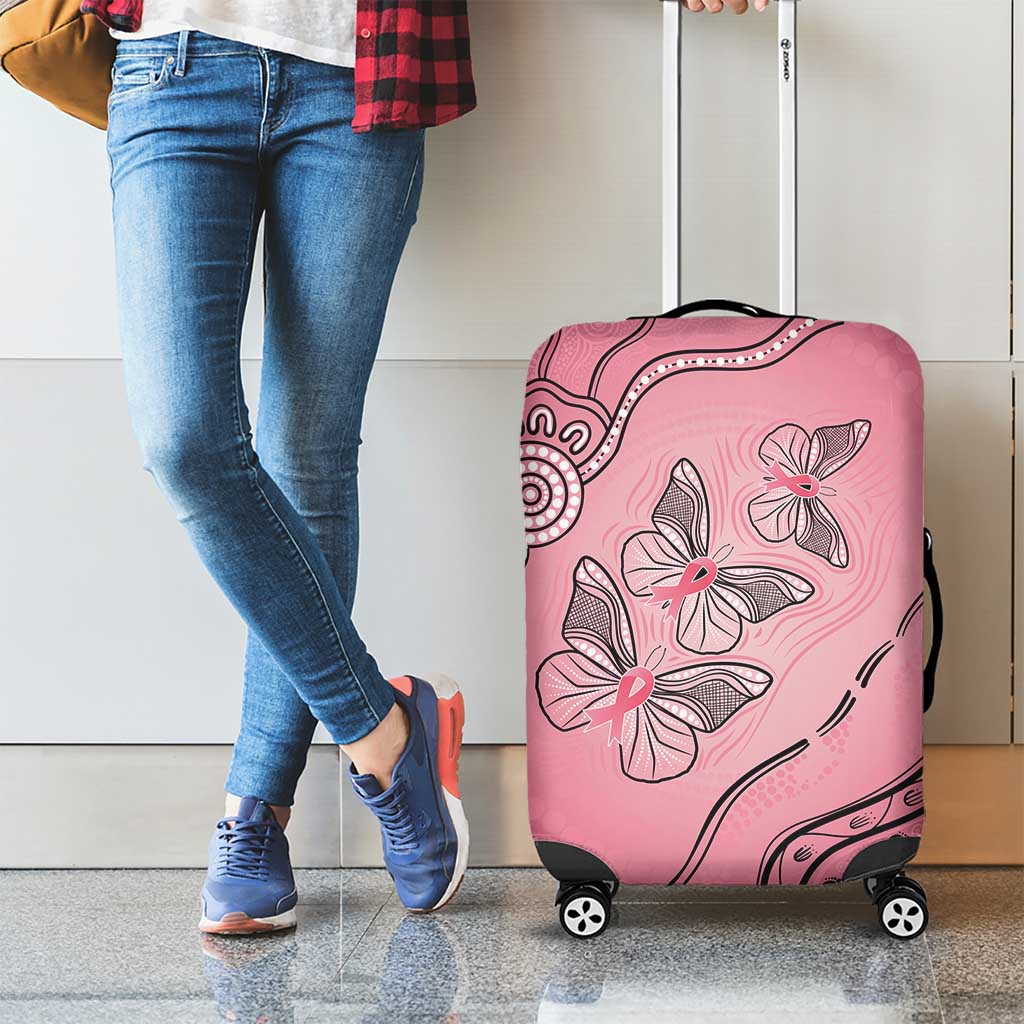 Pink Aboriginal Butterfly Ribbon Cancer Luggage Cover