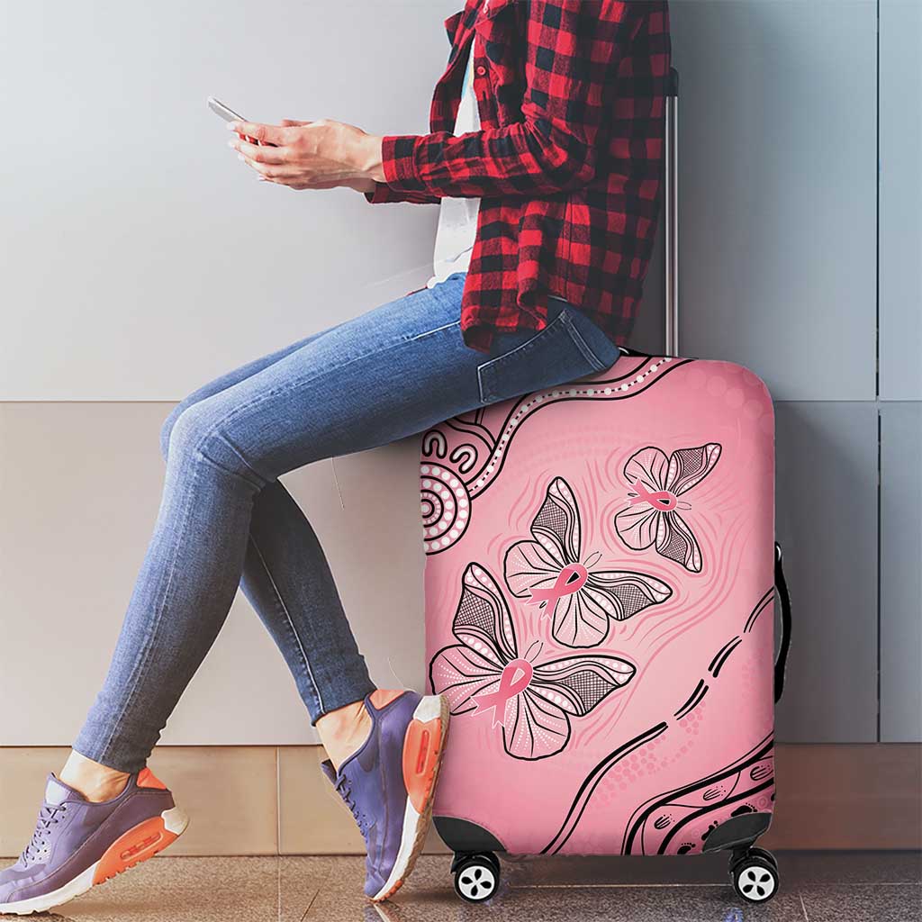 Pink Aboriginal Butterfly Ribbon Cancer Luggage Cover