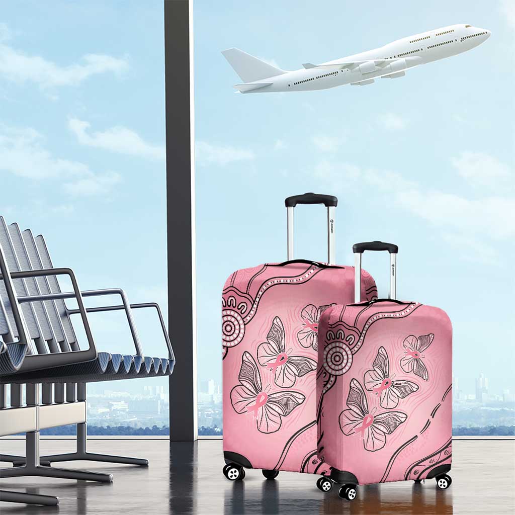 Pink Aboriginal Butterfly Ribbon Cancer Luggage Cover