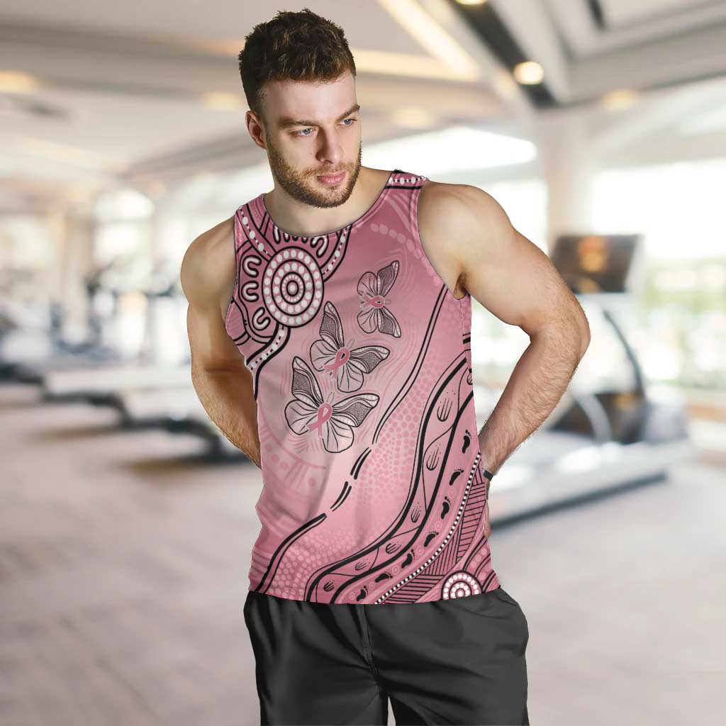 Pink Aboriginal Butterfly Ribbon Cancer Men Tank Top