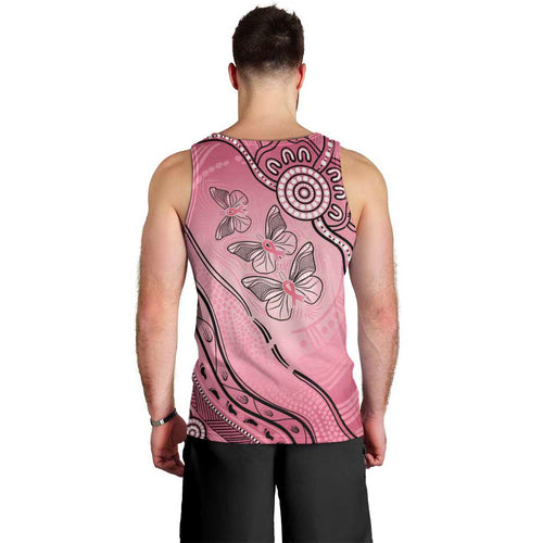 Pink Aboriginal Butterfly Ribbon Cancer Men Tank Top