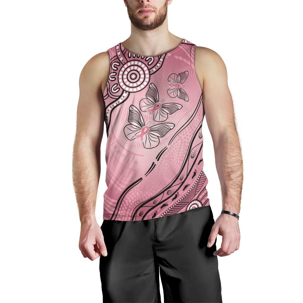 Pink Aboriginal Butterfly Ribbon Cancer Men Tank Top