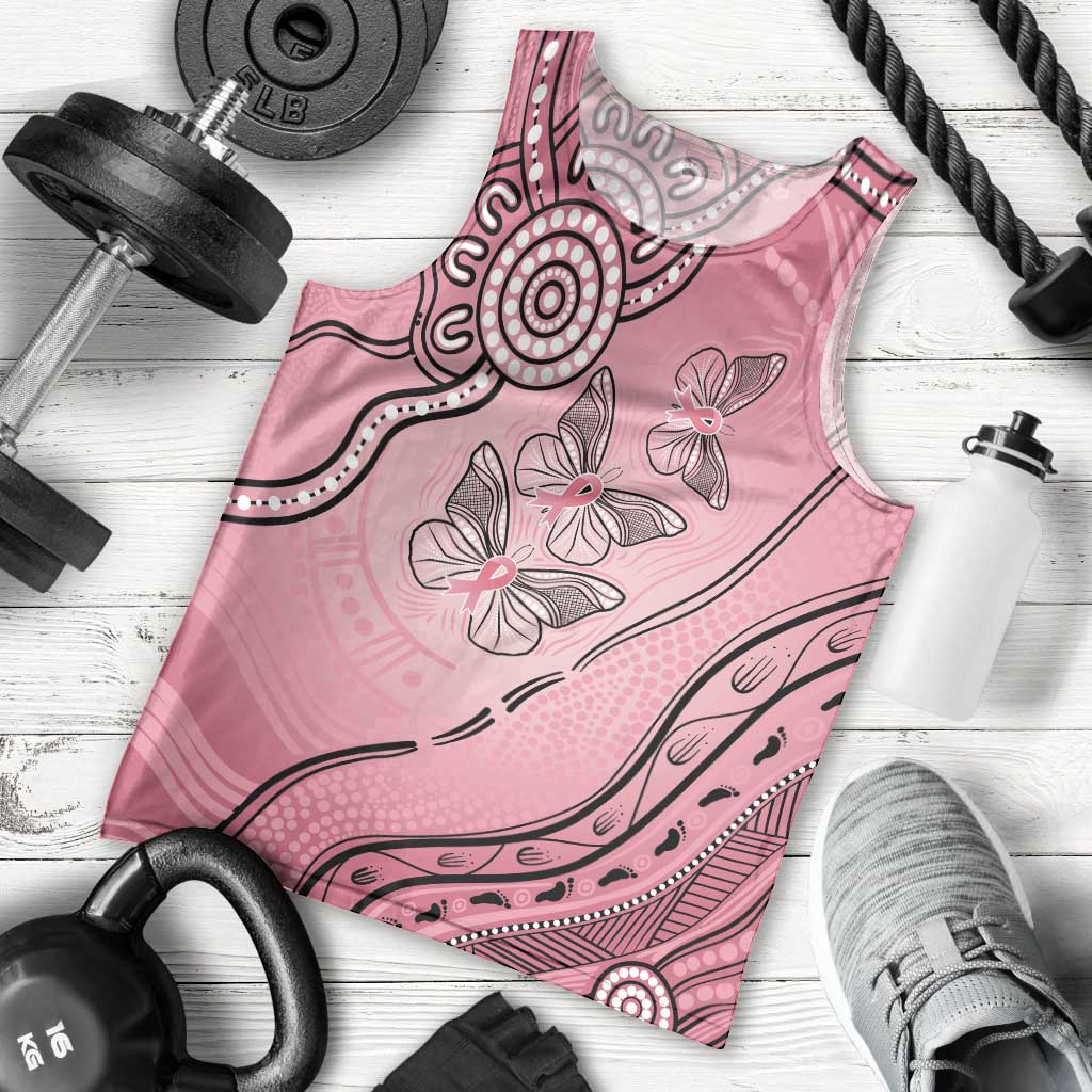 Pink Aboriginal Butterfly Ribbon Cancer Men Tank Top