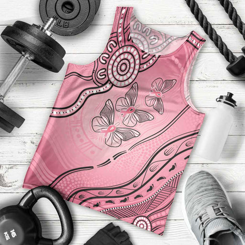 Pink Aboriginal Butterfly Ribbon Cancer Men Tank Top