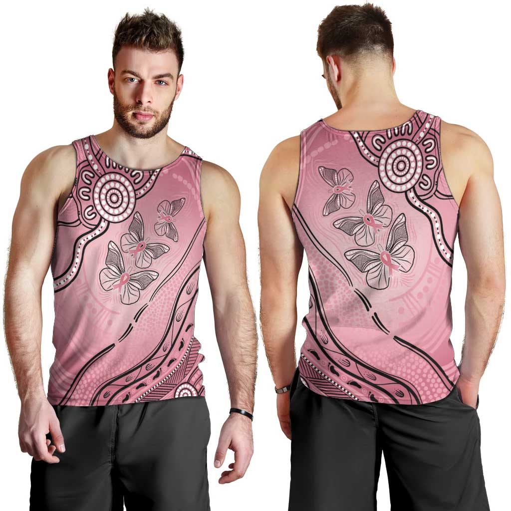 Pink Aboriginal Butterfly Ribbon Cancer Men Tank Top