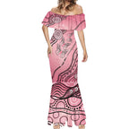 Pink Aboriginal Butterfly Ribbon Cancer Mermaid Dress